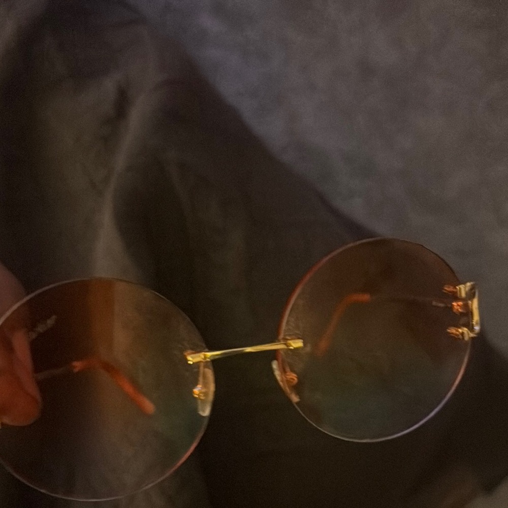 Cartier Gold and Brown Rimless Sunglasses